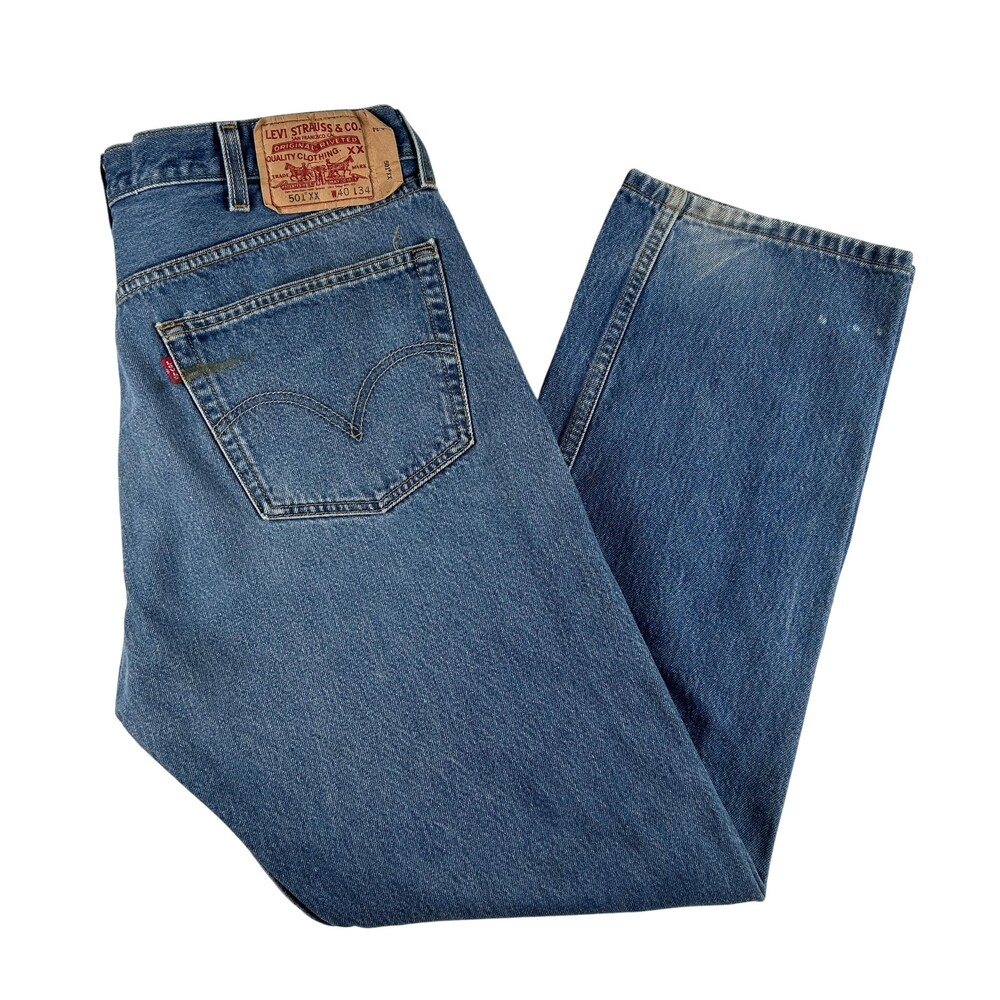 Vtg Levis 501XX Jeans Mens 36x30 Denim Distressed Straight Button Fly USA 90s